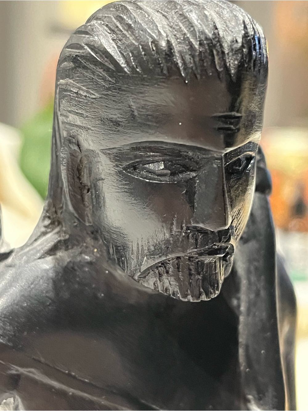 Mid 20th Century Filipino Ebony Hand Carved Wood Carving, Native Hunter/Gatherer - Picture 11 of 13